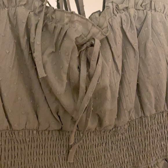 Luca and Grae Smocked Waist Sage Green Mini Dress - Picture 3 of 7